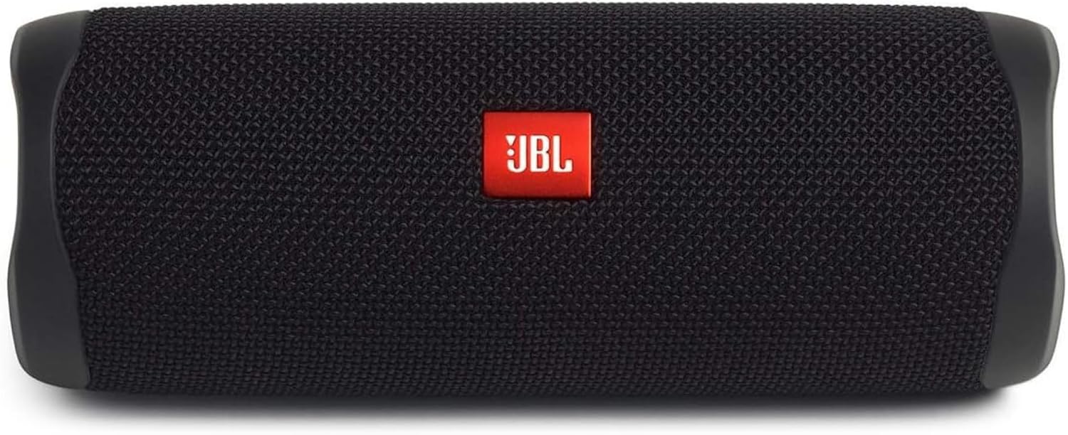 JBL FLIP 5, Waterproof Portable Bluetooth Speaker, Black, Small | Sounds better than ever, Bring the party anywhere, Make a splash with IPX7 waterproof design, A rainbow of colours