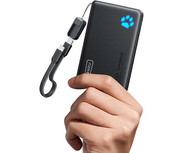 INIU 10000mAh 45W Fast Charging Portable Charger, Smaller Travel Power Bank | Flight-Safe, Detachable USB C Cable, Travel Essential, External Battery Phone Pack for iPhone 18 17 Samsung iPad etc