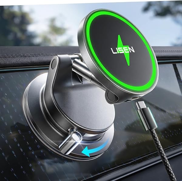 LISEN 15W MagSafe Car Mount Charger for iPhone