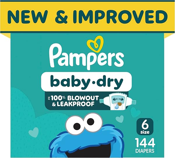 Pampers Baby Dry Ultra Cushiony Diapers, Size 6 (23-44 lbs), 144 Count
