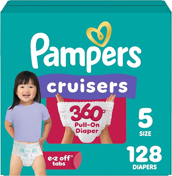 Pampers Diapers - Cruisers 360 - Size 5, 128 Count, Leakproof Pull-On