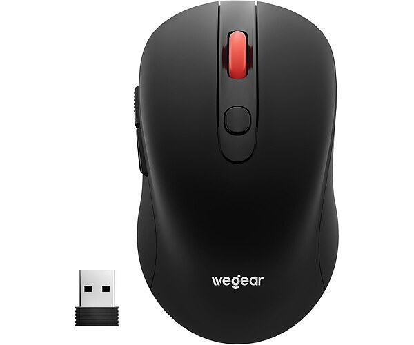wegear USB Wireless Mouse for Laptop PC Mac, 2.4GHz Cordless Mouse-Black | Ergonomic Portable Optical Computer Mice with 6 Buttons, 5-Level Adjustable 4000 DPI,24-Month Battery Life