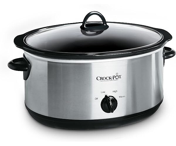 Crock-Pot 7-Quart Manual Slow Cooker, Serves 8+, Removable Stoneware, Stainless Steel