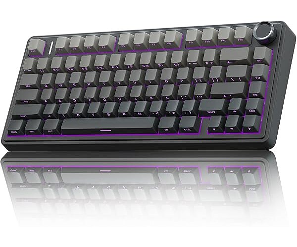 AULA F75 Pro Wireless Mechanical Keyboard,75% Hot Swappable Custom Keyboard with Knob,RGB Backlit,Pre-lubed Reaper Switches,Side Printed PBT Keycaps,2.4GHz/USB-C/BT5.0 Mechanical Gaming Keyboards