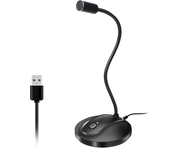 JOUNIVO USB Microphone, 360 Degree Adjustable Gooseneck, Mute Button and LED Indicator