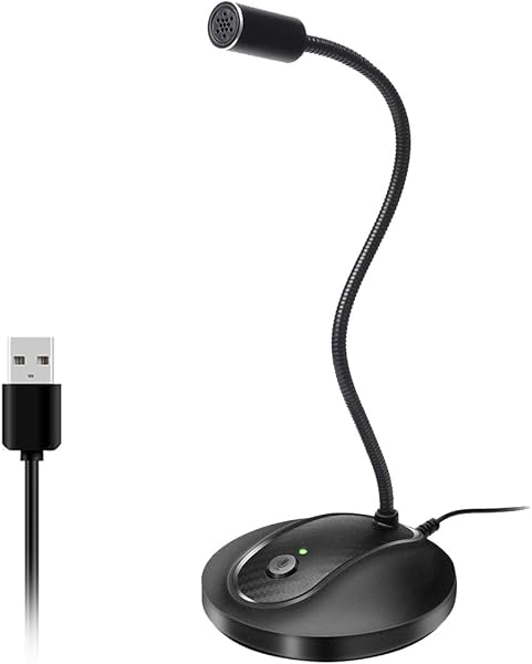 JOUNIVO USB Microphone, 360 Degree Adjustable Gooseneck, Mute Button and LED Indicator