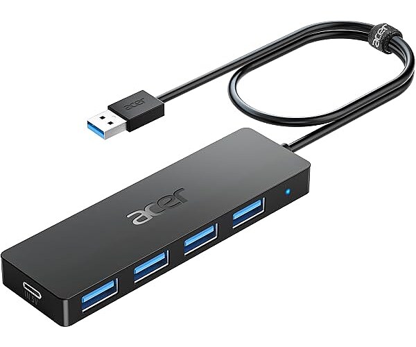 Acer USB Hub 4 Ports, USB 3.0 Hub Splitter for Laptop and PC, 2FT Cable