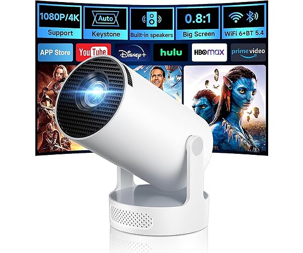 Philoent Mini Projector with WiFi 6 and BT 5.4, Built-in Apps