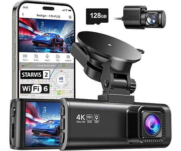 REDTIGER F7NP 4K Dash Cam Front Rear, STARVIS 2 Sensor, Free Card Included