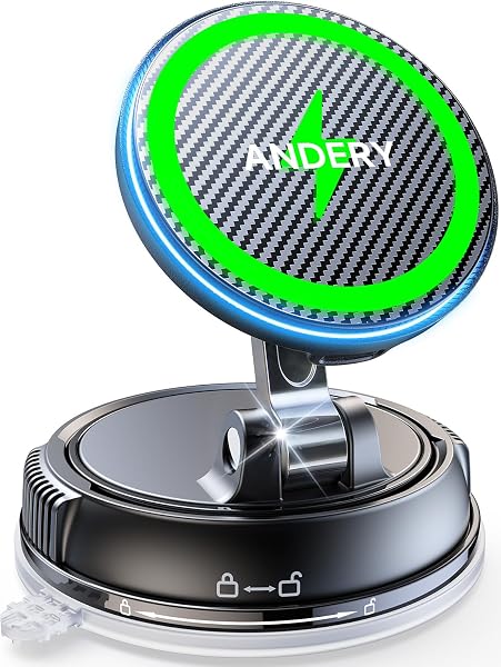 ANDERY MagSafe Car Mount Charger for iPhone, 15W Fast Wireless