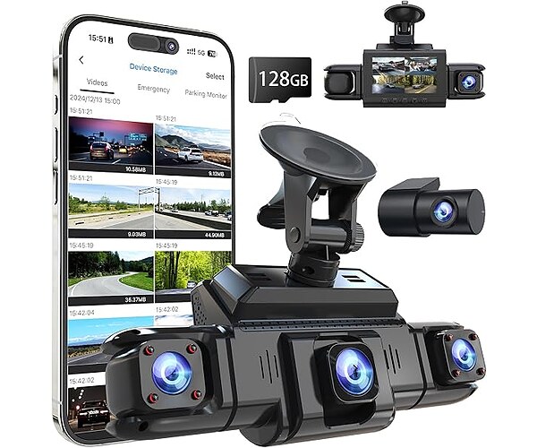 ZMOPO 360 View 4 Channel Dash Cam Front, Rear, Left, Right and Inside, GPS and 5G WiFi, Night Vision