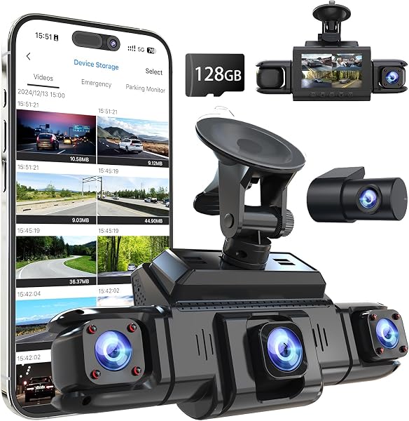 ZMOPO 360 View 4 Channel Dash Cam Front, Rear, Left, Right and Inside, GPS and 5G WiFi, Night Vision