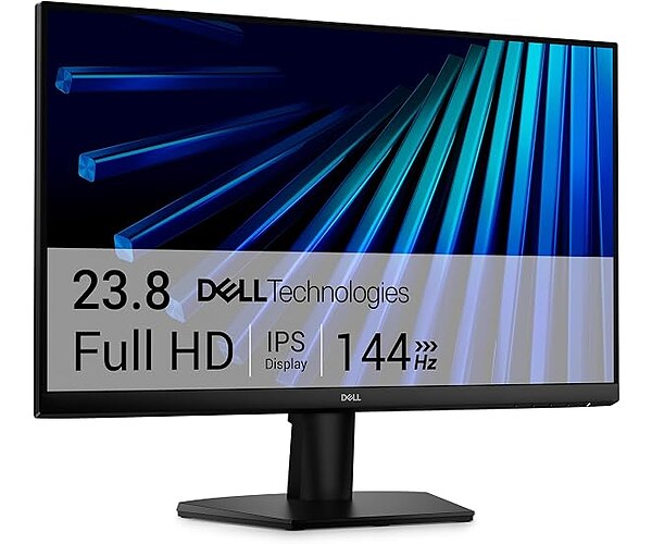 Dell 24 Monitor - SE2426H - 23.8-inch FHD (1920x1080) 144Hz 1ms Display, in-Plane Switching (IPS) Technology, AMD FreeSync, TÜV 3-Star 2X HDMI, Tilt