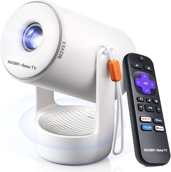 Aurzen Roku TV E1R Smart Portable Mini Projector with WiFi...
