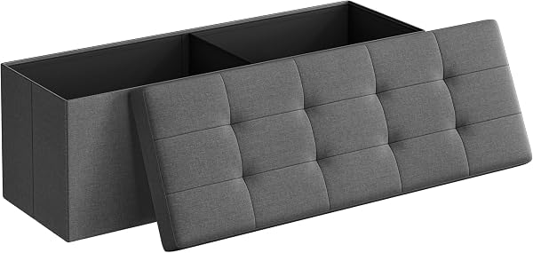 SONGMICS 43.3 Inches Folding Storage Ottoman Bench, 660 lb Load