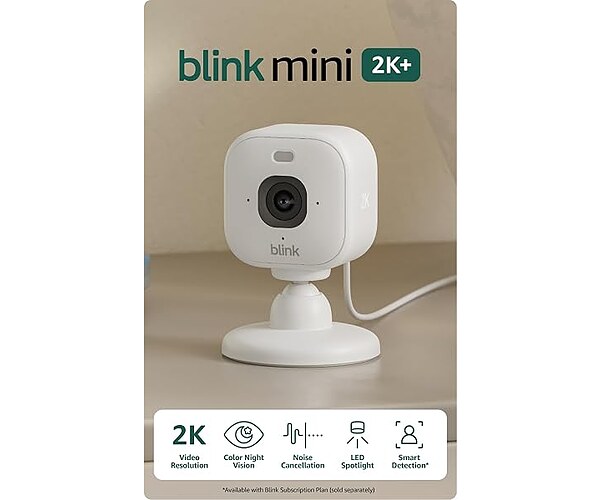 Blink Mini 2K+ (newest model), Plug-in Home Security Camera