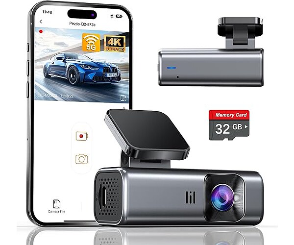galphi 4K Dash Cam Front, 5GHz WiFi, 32GB Card Included, Mini Dashcam