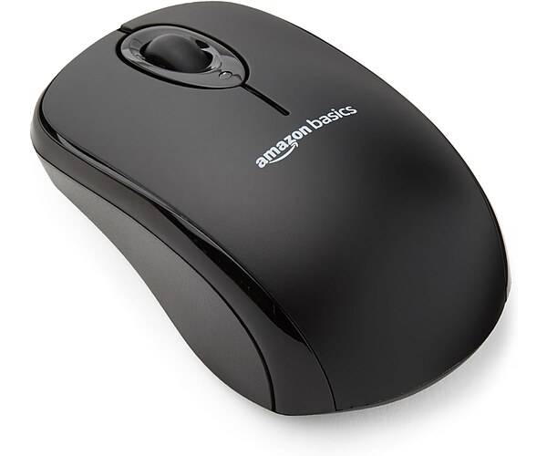 Amazon Basics 2.4 GHz Wireless Optical Computer Mouse with USB Nano Receiver, Portable, No Wires, Smooth Tracking, Multi-Device Compatibility, Black