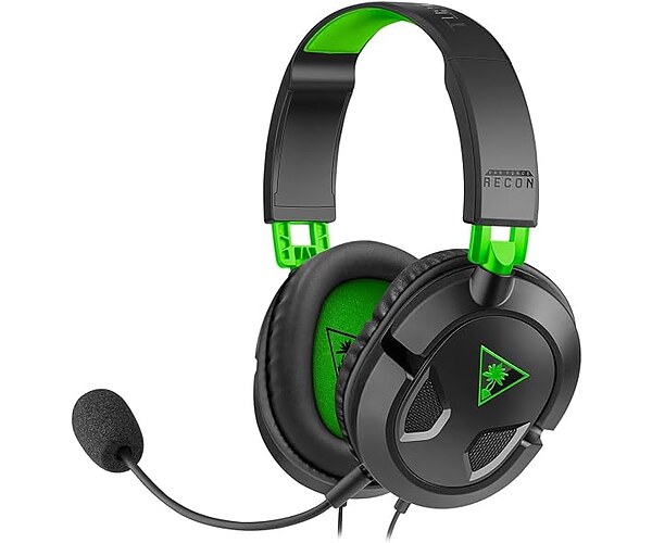 Turtle Beach Recon 50 Wired Multiplatform Gaming Headset for Xbox, PS5, PC | Xbox Series X|S, Xbox One, PlayStation, PS4, Mobile, Removable Mic, 40mm Speakers, In-Line Controls, Lightweight, Black Green