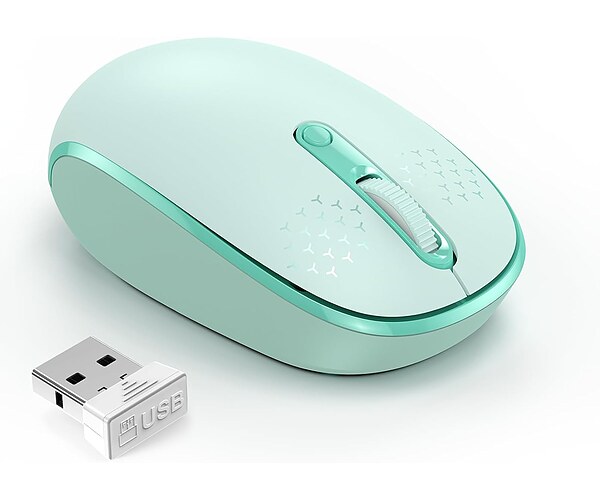 TECKNET Compact Ambidextrous Wireless Mouse for Laptop Mint Green | 2.4G Quiet Computer Mouse with USB Receiver, 3 Adjustable DPI Portable Cordless Mice for Chromebook, Laptop, PC, Mac
