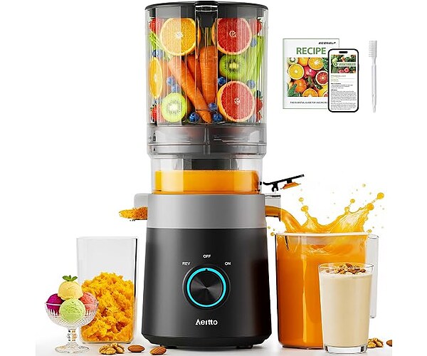 Aeitto 3-in-1 Juicer Machines, 6.0" Wide Mouth, Mesh-Free Easy to Clean