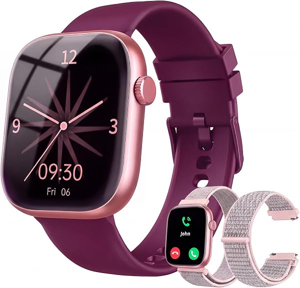 KIPTUMTEK Smart Watch for Women, Bluetooth Calls, 1.83 Inch HD Screen, 2 Bands