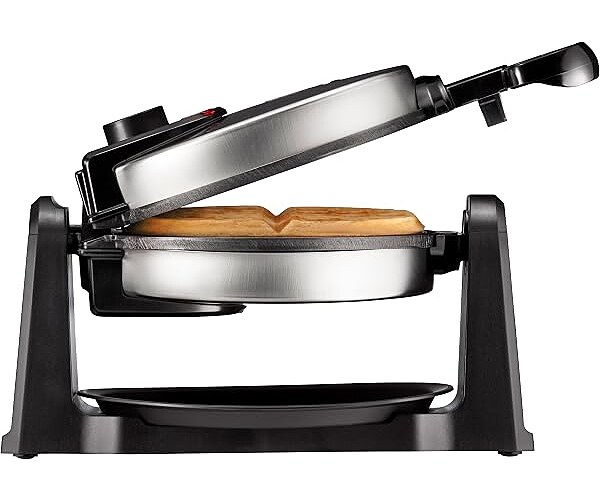 Chefman Rotating Belgian Waffle Maker, 180° Flip Iron, Non-Stick Plates, Stainless Steel/Black