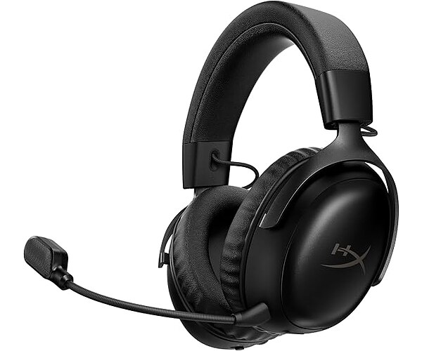 HyperX Cloud III S - Wireless Gaming Headset for Multi-Platform, 2.4GHz, Bluetooth, Battery Life up to 120 Hours 2.4GHz / 200 Hours Bluetooth, 53mm Angled Drivers, Detachable Mic - Black