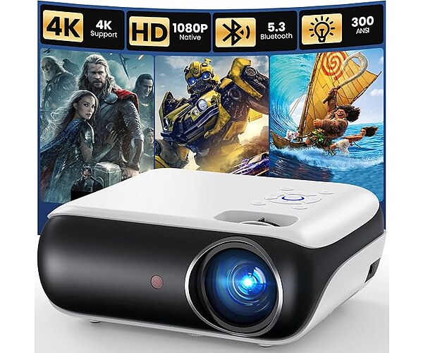 HAPPRUN Native 1080P Bluetooth Mini Portable Projector