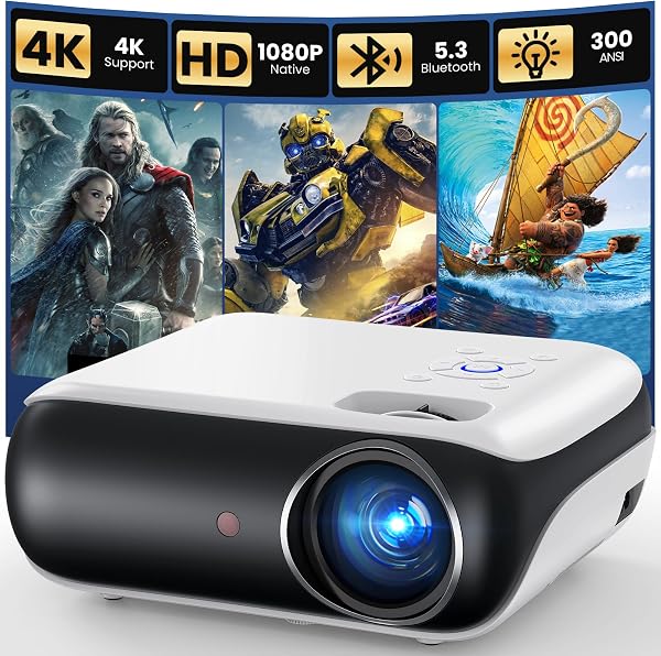 HAPPRUN Native 1080P Bluetooth Mini Portable Projector