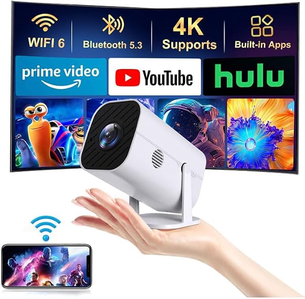 YGSKK Mini Projector with WiFi and Bluetooth