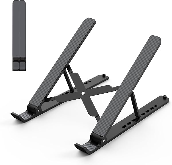 Tonmom Adjustable Laptop Stand for Desk, Laptop Riser, Black