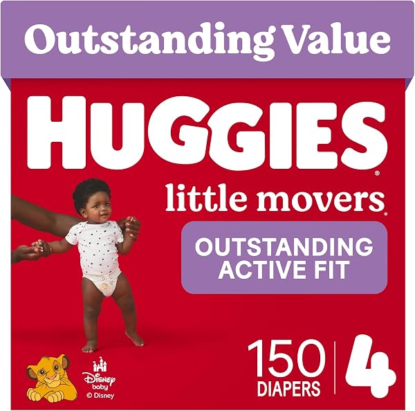 HUGGIES Little Movers Diapers Size 4, 150 Count