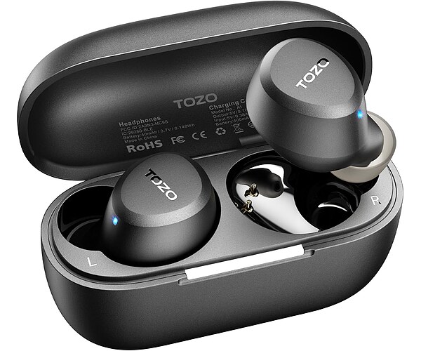 TOZO A1 Wireless Earbuds Bluetooth 5.3 Light Weight in Ear Headphones | IPX5 Waterproof,2 Mics for AI Calls,Immersive Premium Sound Bass Headset with Charging Case,32 EQ via App Black