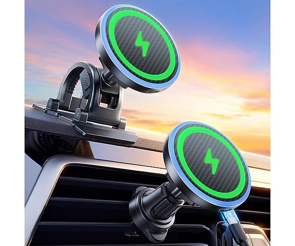 Estbuc 2-in-1 15W MagSafe Car Mount Charger, Magnetic Wireless