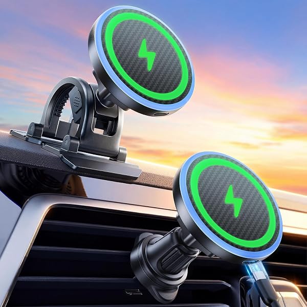 Estbuc 2-in-1 15W MagSafe Car Mount Charger, Magnetic Wireless