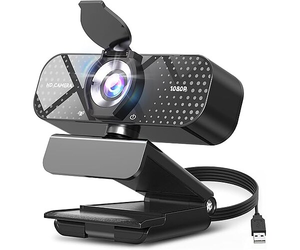 TRAUSI 1080P FHD Webcam with Noise-Canceling Mic, Auto Light Correction, Privacy Cover and Wide Angle Lens, Plug & Play USB Camera for Laptop/Desktop/PC/Mac, Compatible with Zoom/Teams/Streaming